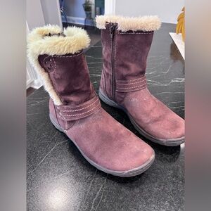 EARTH SPIRIT Boot Fur Trimmed Faux Suede Zip-Up Ankle Boot Size 9